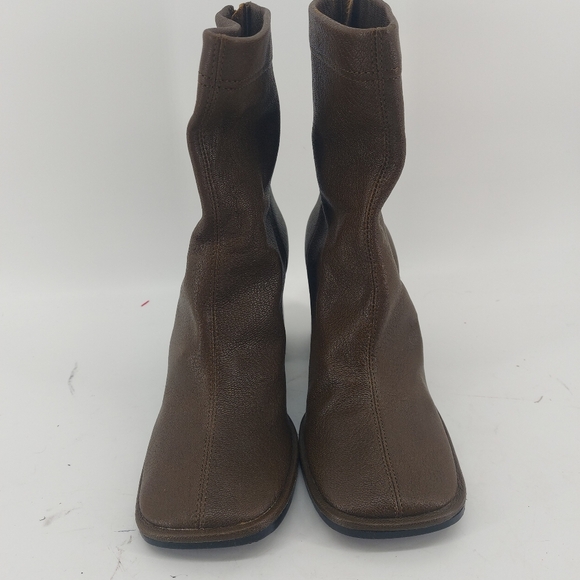 Mango leather heeled ankle boots in khaki Size 36/6 - Picture 7 of 9